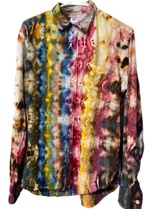 Flannel Long Sleeve Tie Dyed Shirt - S