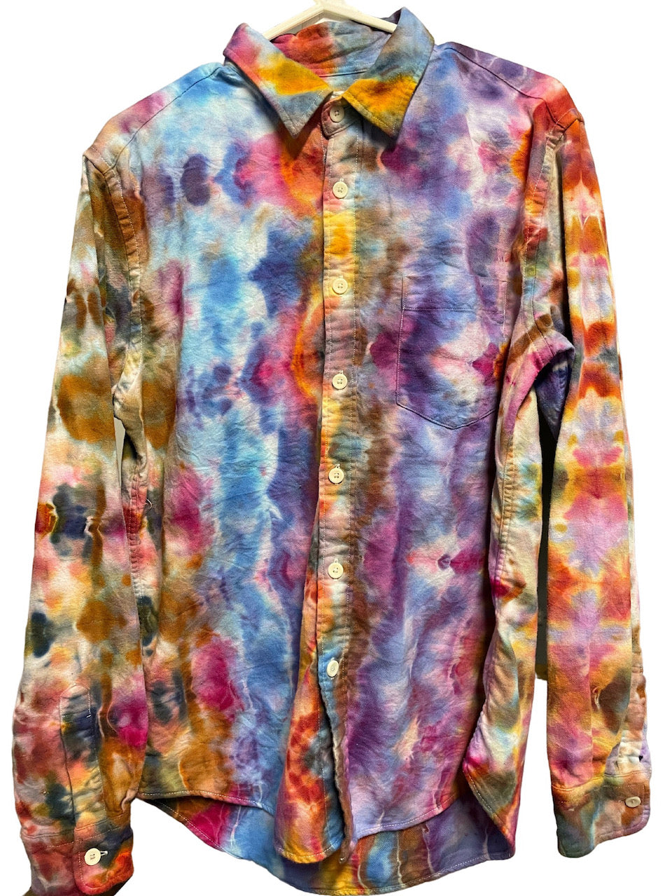 Flannel Long Sleeve Tie Dyed Shirt - S