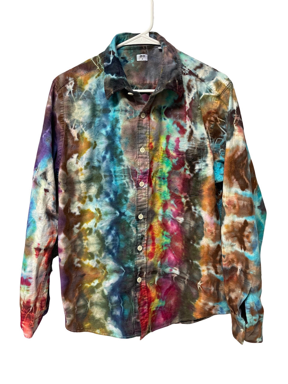Flannel Long Sleeve Tie Dyed Shirt - M