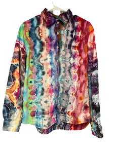 Flannel Long Sleeve Tie Dyed Shirt - M