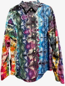 Flannel Long Sleeve Tie Dyed Shirt - L