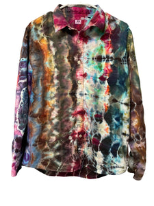 Flannel Long Sleeve Tie Dyed Shirt - M