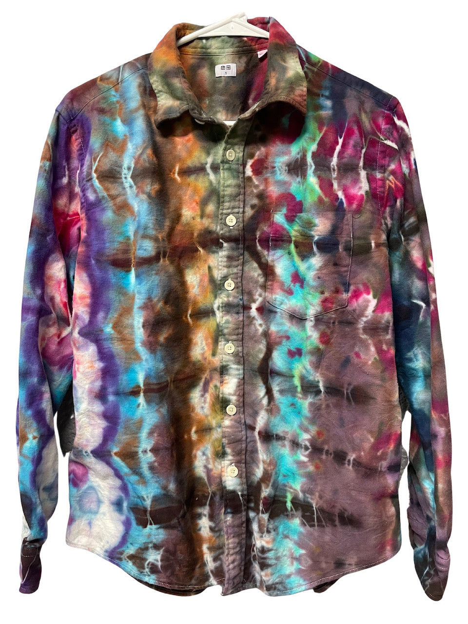 Flannel Long Sleeve Tie Dyed Shirt - S