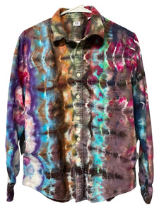 Flannel Long Sleeve Tie Dyed Shirt - S