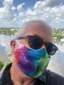 TIE-DYE MASK, 3D Rainbow Tie-Dye Mask, Double Layer Mask, Reusable Face Cover, Organic Cotton Mask, Comfortable, Washable Face Mask