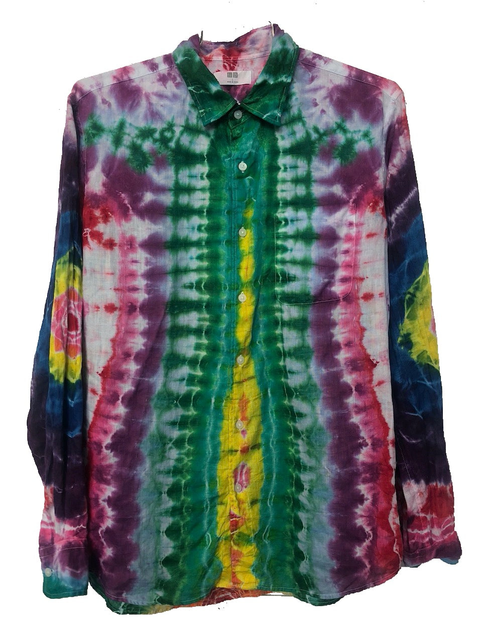 Men's Linen Long Sleeve Tie Dyed Shirt - L