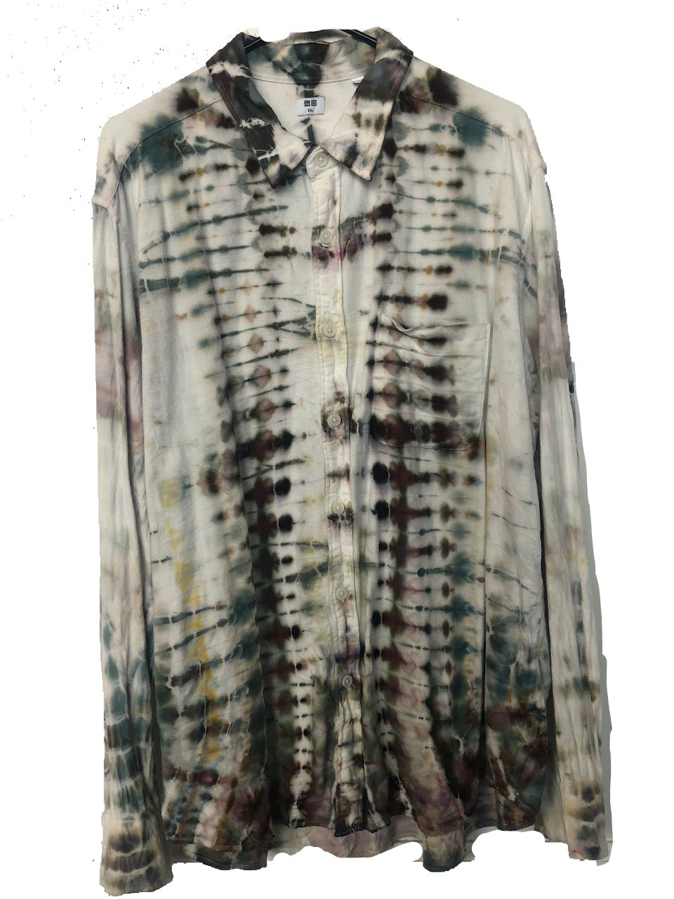 Flannel Long Sleeve Tie Dyed Shirt - XXL