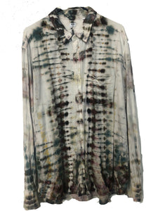 Flannel Long Sleeve Tie Dyed Shirt - XXL