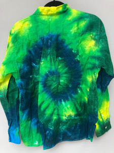 Women's Linen Long Sleeve Spiral Tie Dyed Shirt - L