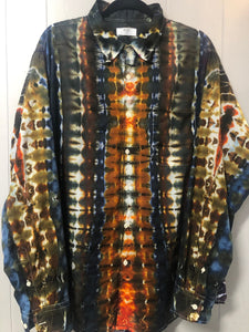 Men's Linen Long Sleeve Tie Dyed Shirt - 2XL