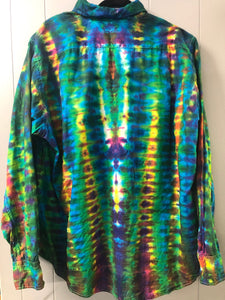 Men's Linen Long Sleeve Tie Dyed Shirt - 2XL